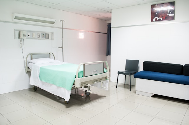 hospital room with bed